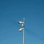 Pole mounted CCTV bullet camera installation