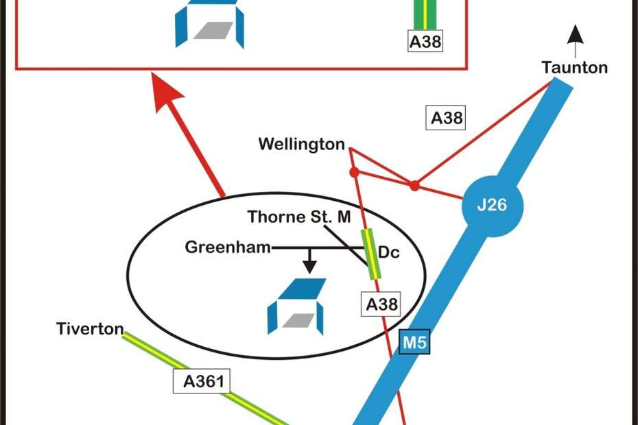 A schematic representaion of the location of Whiteball Self Storage. A bit like the London underground map but probably not.